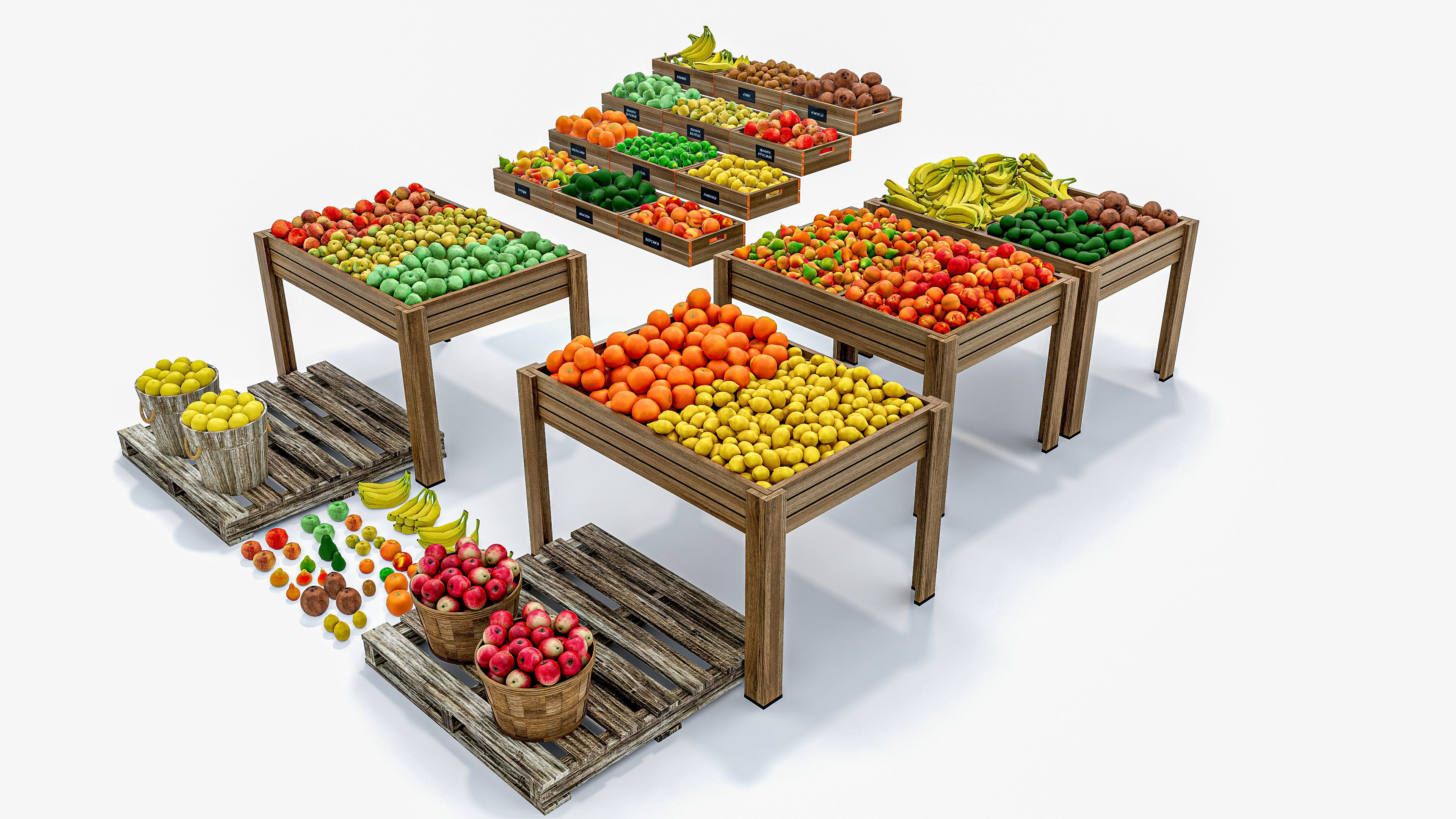 Fruits and vegetables Supermarket Grocery store 3D model_6