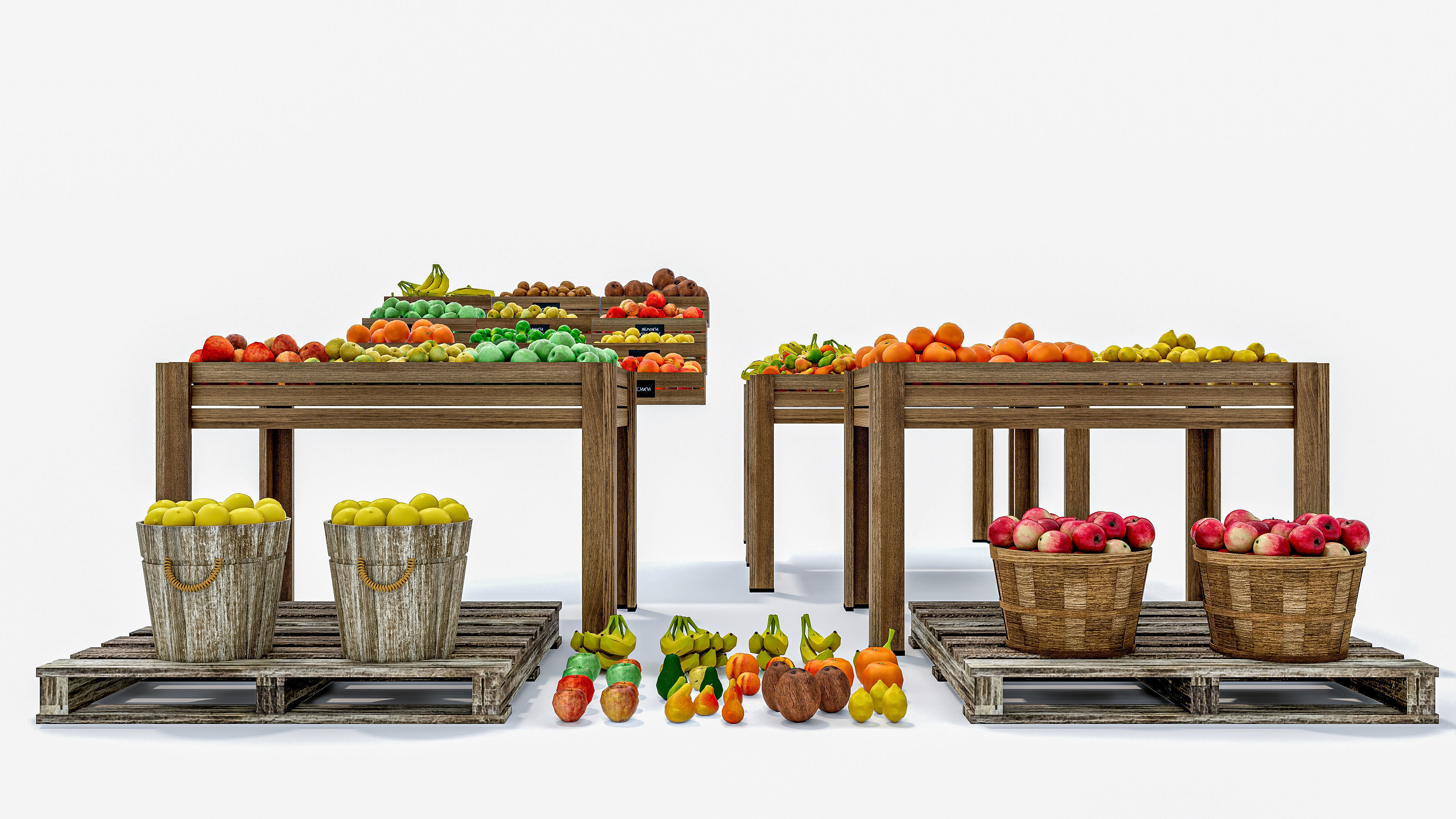 Fruits and vegetables Supermarket Grocery store 3D model_7