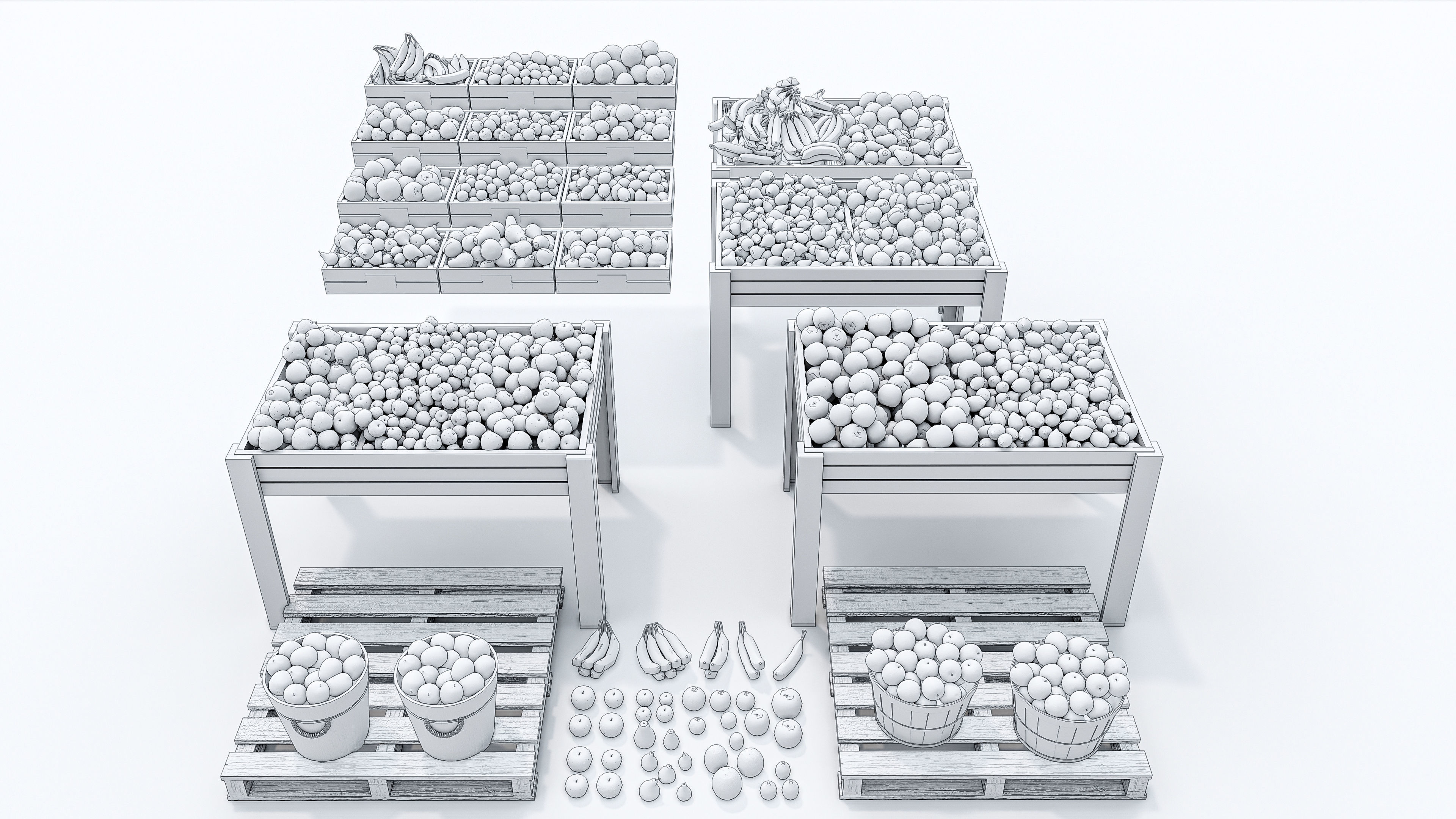 Fruits and vegetables Supermarket Grocery store 3D model_24