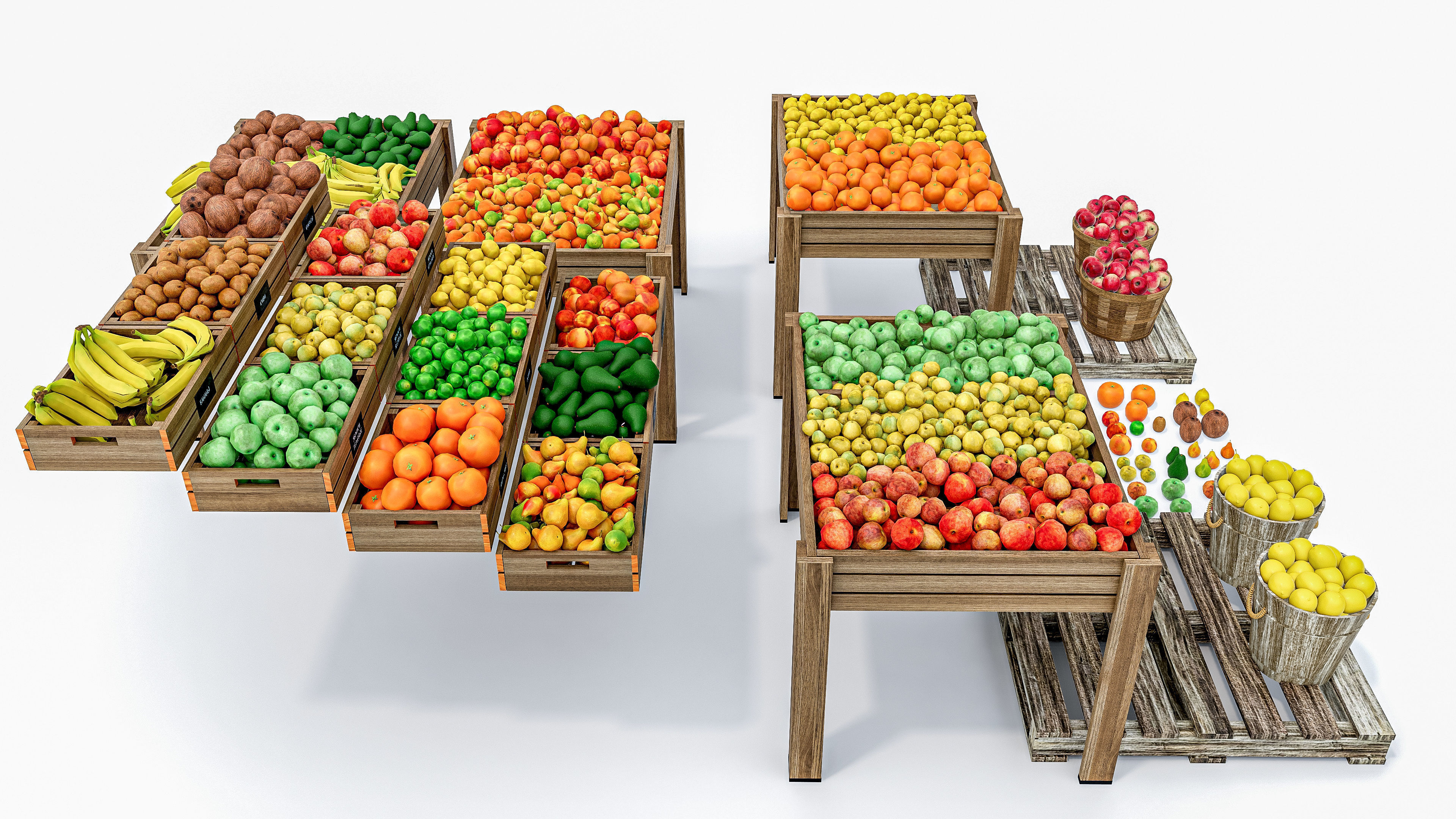 Fruits and vegetables Supermarket Grocery store 3D model_12