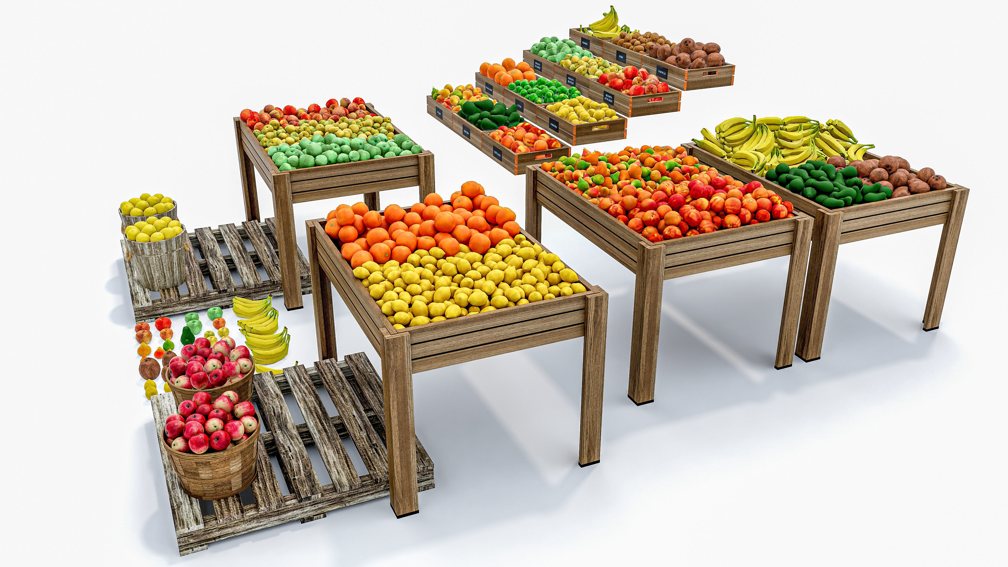 Fruits and vegetables Supermarket Grocery store 3D model_9
