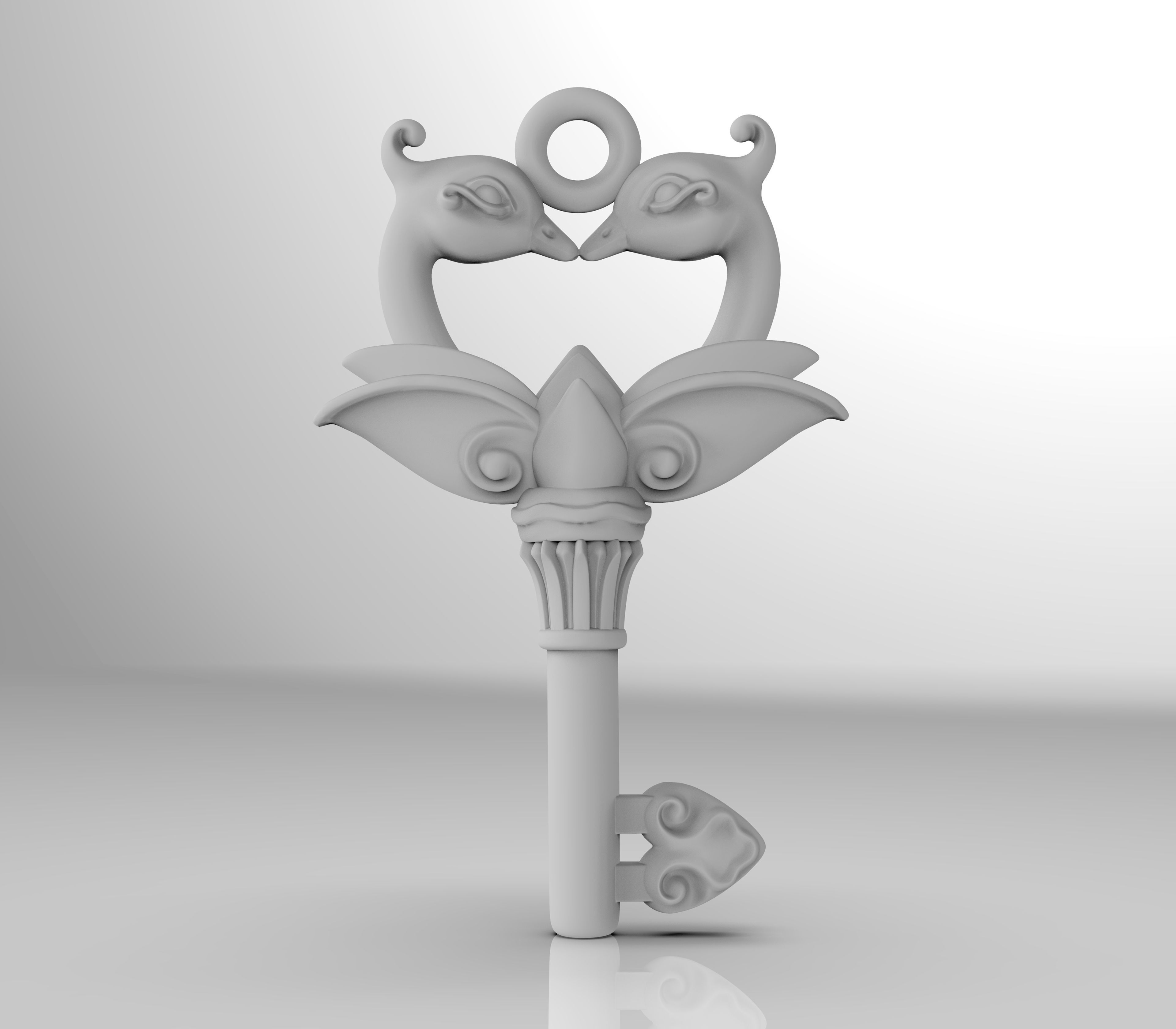 Pendant-Swan in love-3D model STL-file for 3D printing-key 3D print model_4