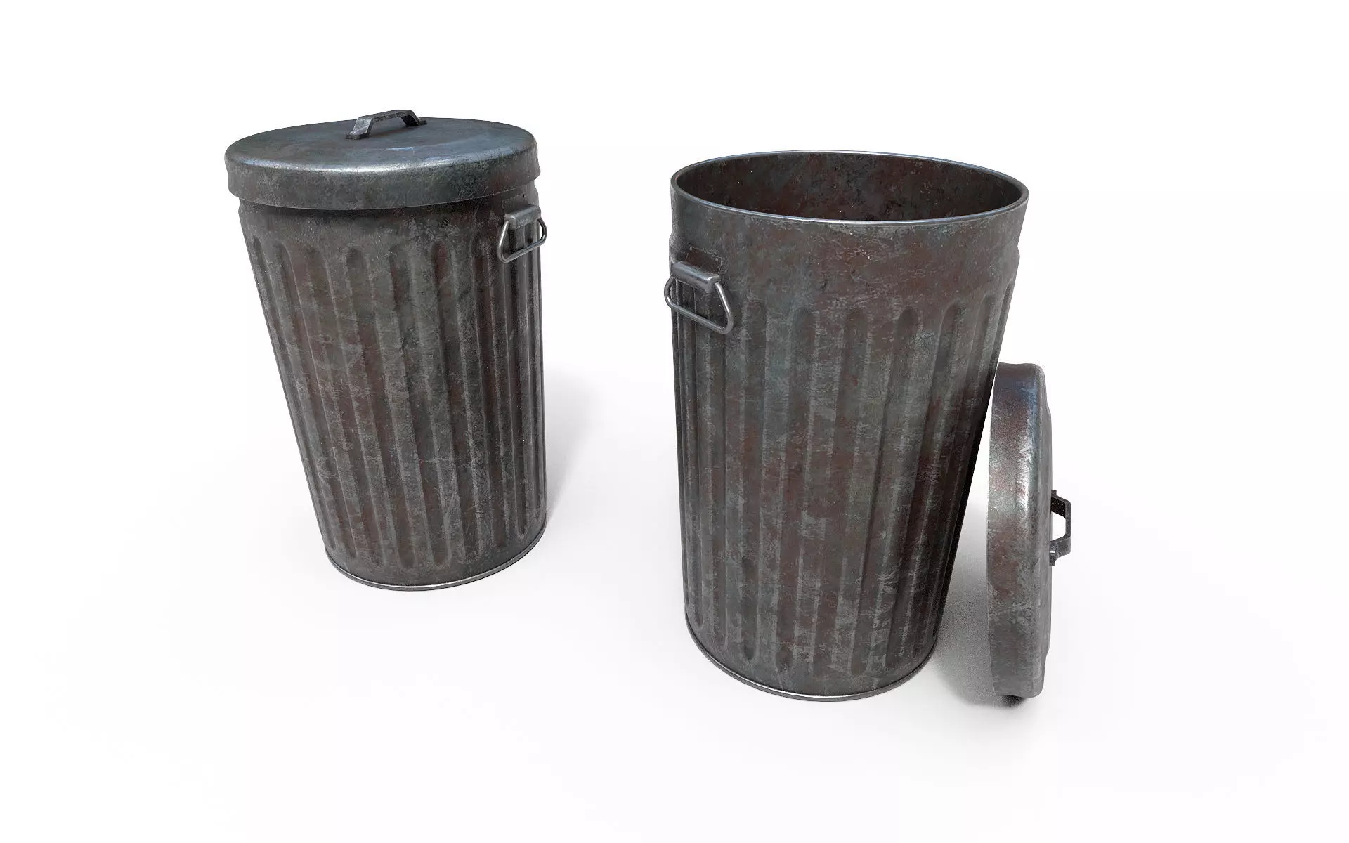 Steel Trash Can Low-poly 3D model_0