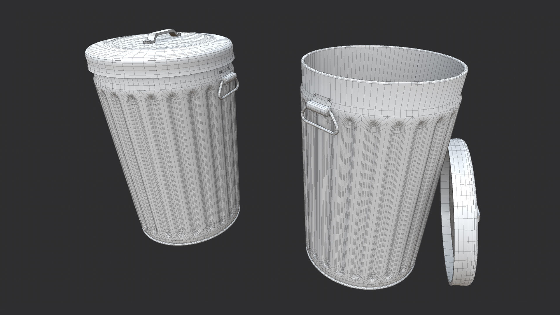 Steel Trash Can Low-poly 3D model_6