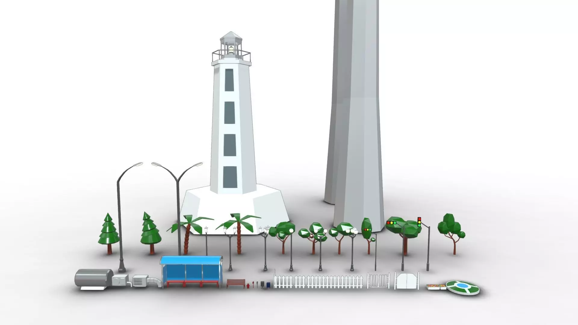 City Asset Pack - Cartoon - Low Poly 3D model_0