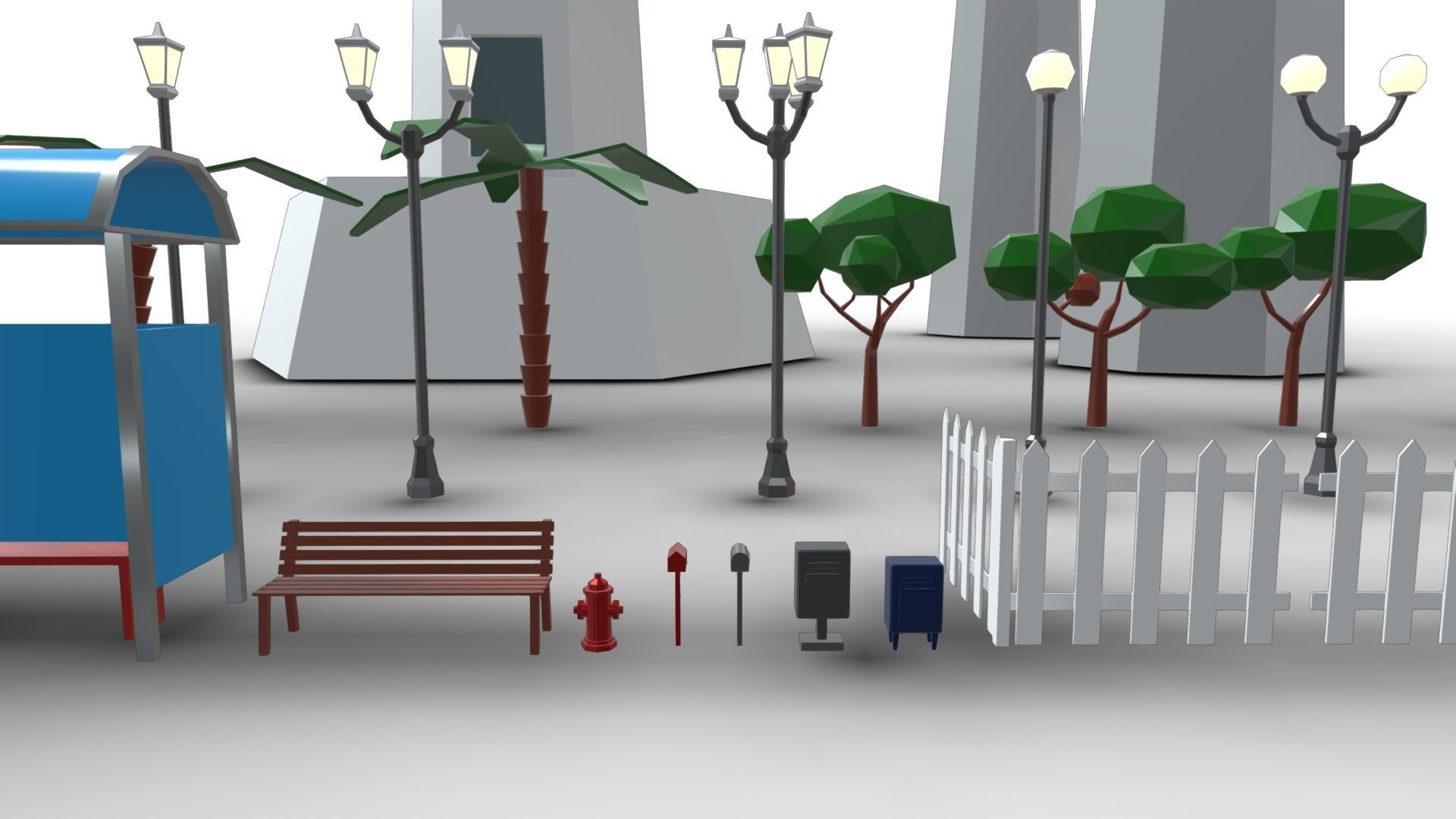 City Asset Pack - Cartoon - Low Poly 3D model_2