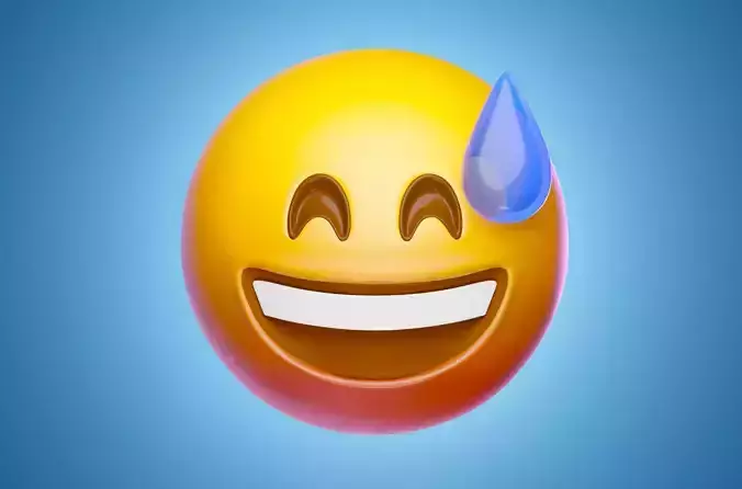 Grinning Face with Sweat Emoji 