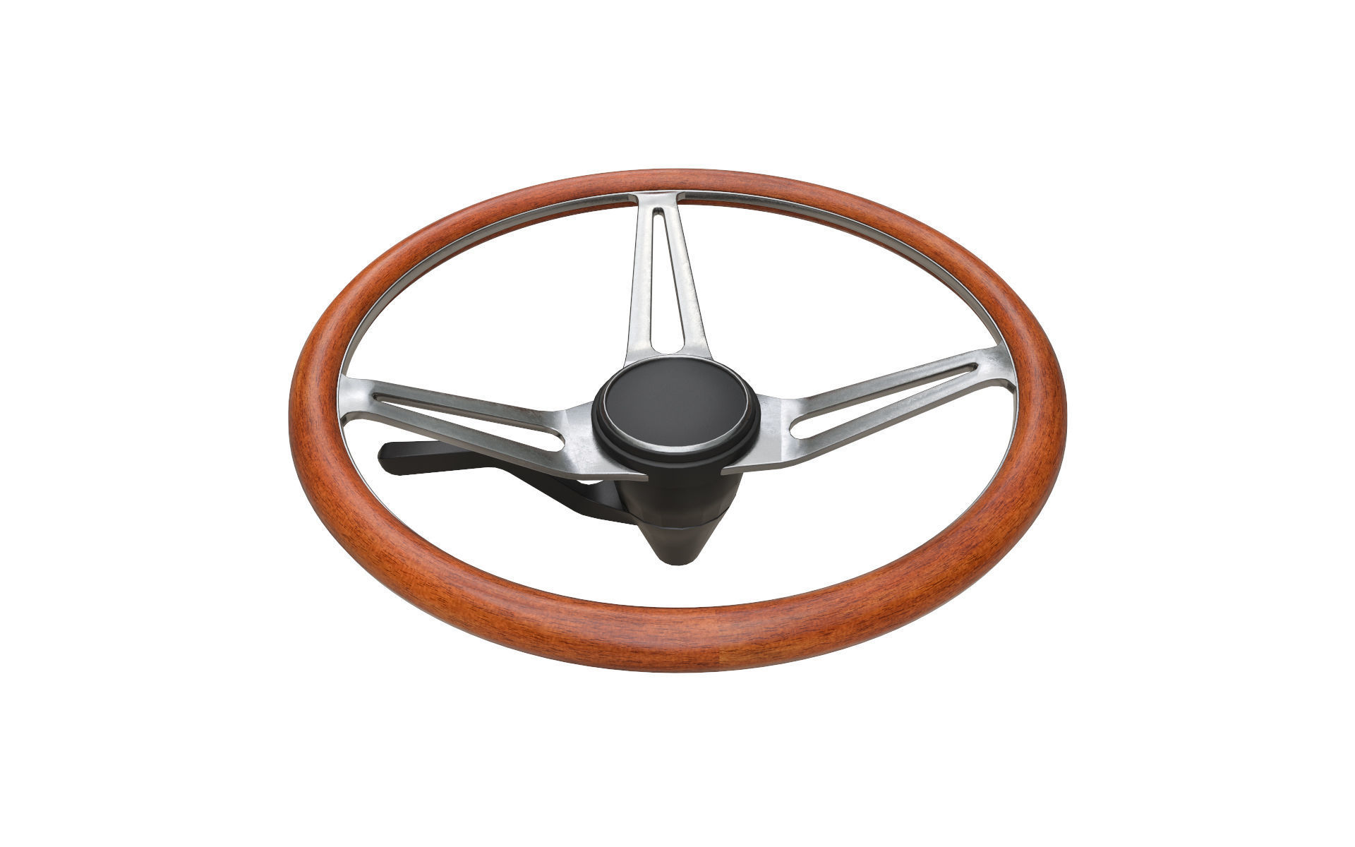 Retro Steering Wheel Low-poly 3D model_3