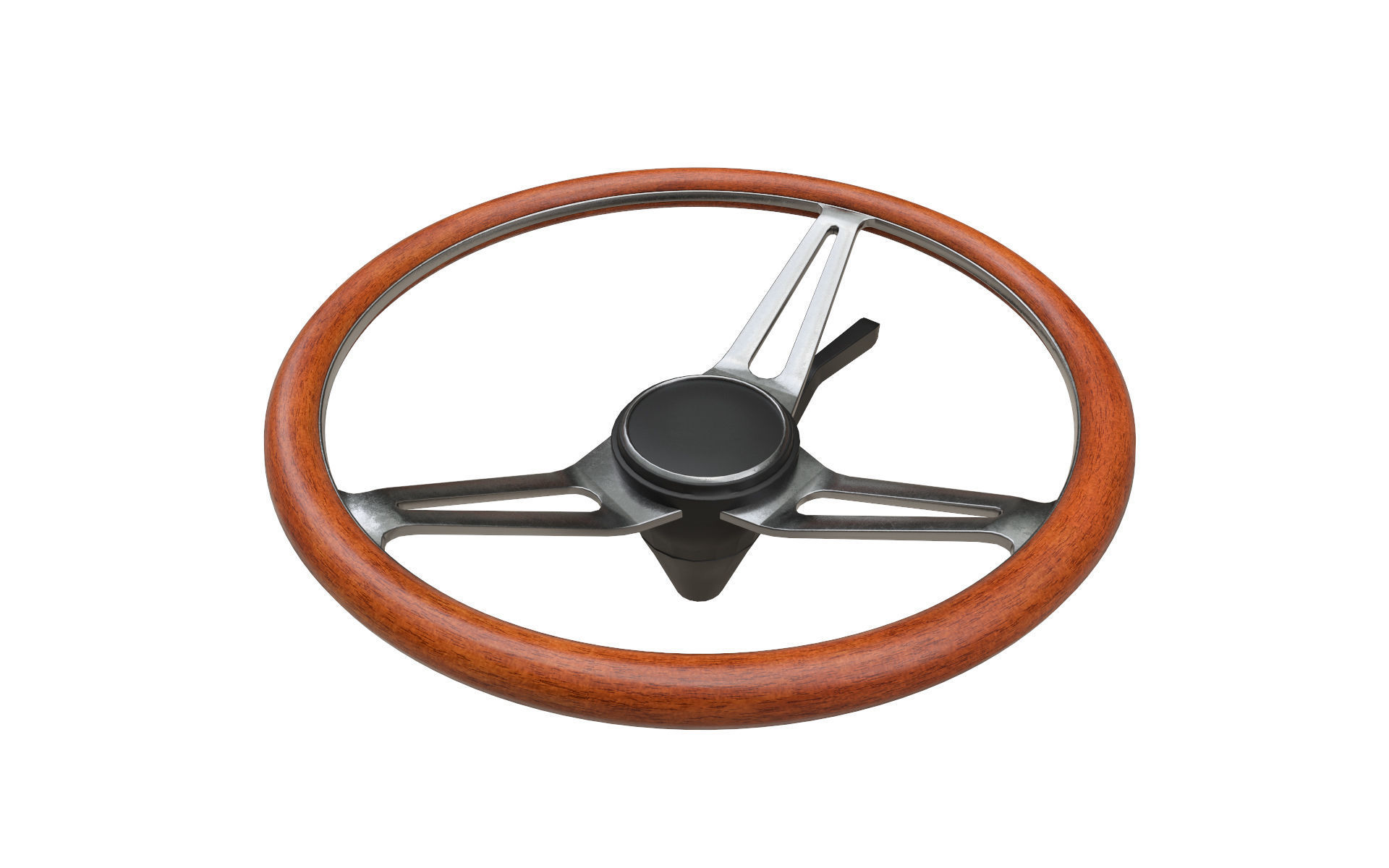 Retro Steering Wheel Low-poly 3D model_5