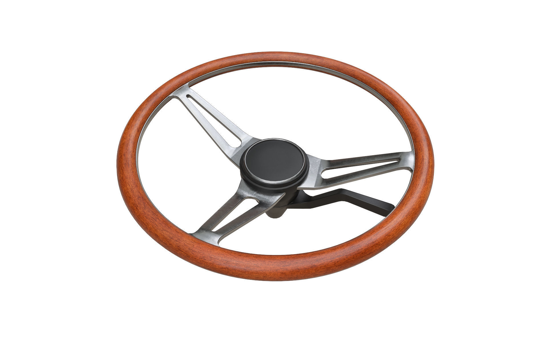 Retro Steering Wheel Low-poly 3D model_1