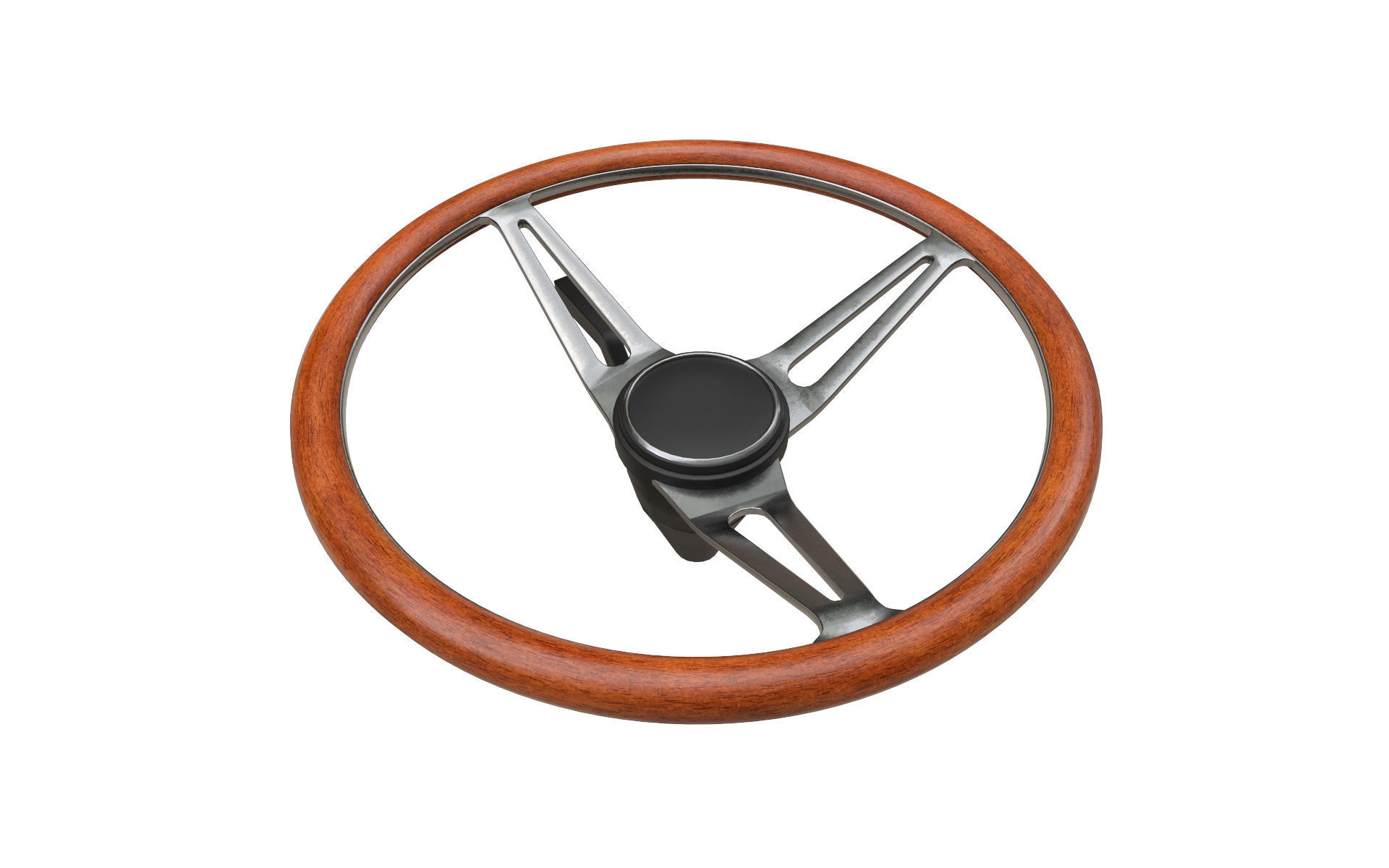 Retro Steering Wheel Low-poly 3D model_4