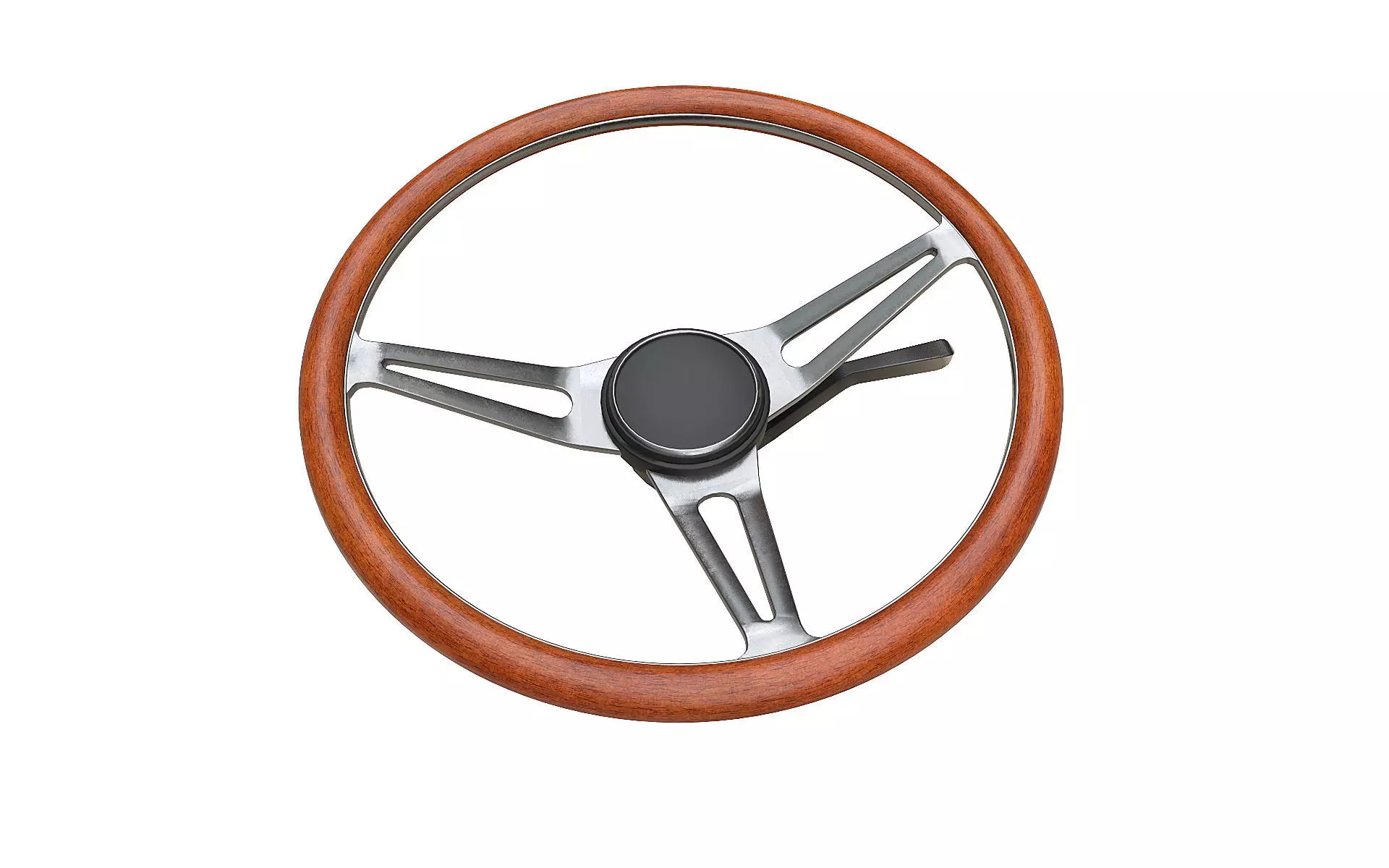 Retro Steering Wheel Low-poly 3D model_0