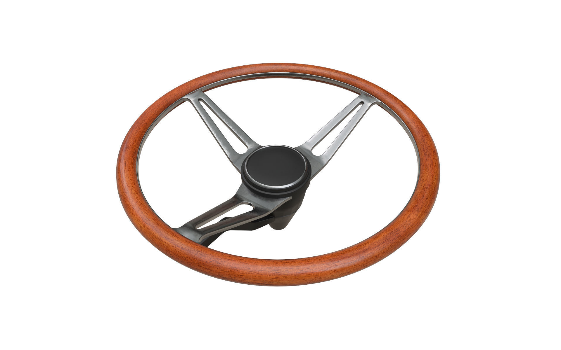 Retro Steering Wheel Low-poly 3D model_2
