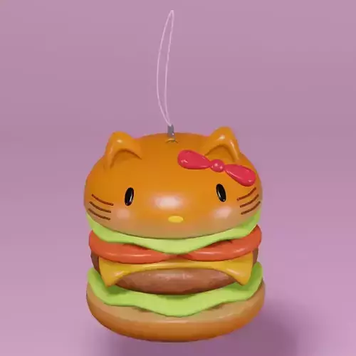 Customizable Hello Kitty burger charm 3D print model