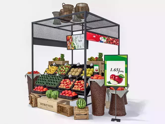 Fruits and vegetables Supermarket  Grocery store showcase