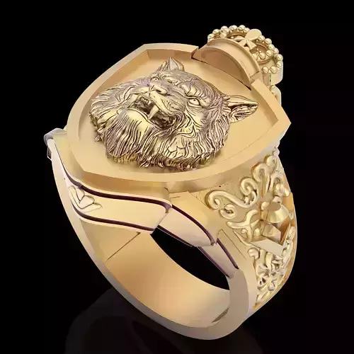 Wolf ring silver gold sterling printable jewelry 3D model