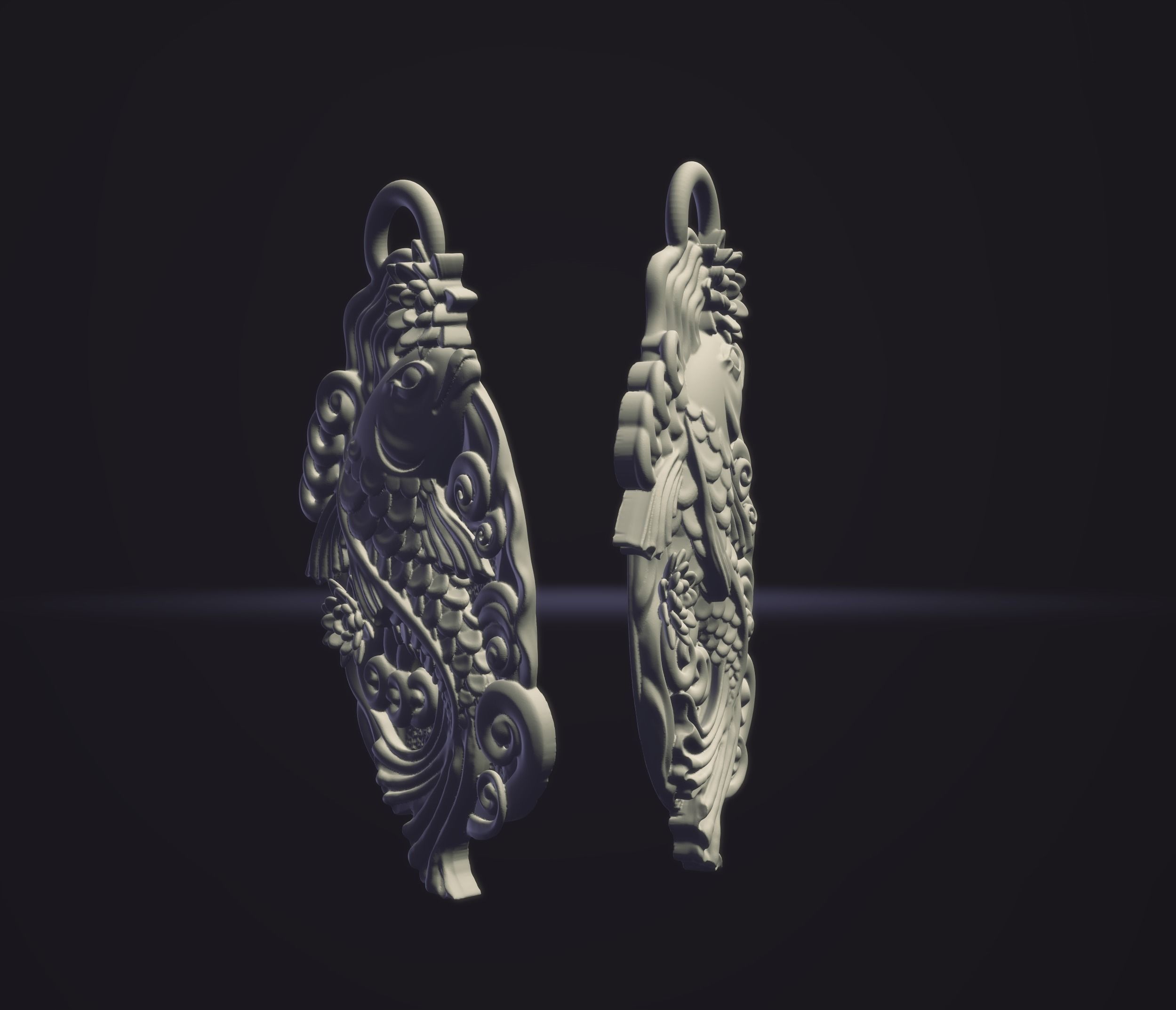 Pendant-Koi fish- CAD design-3D model STL- file for 3D printing 3D print model_4