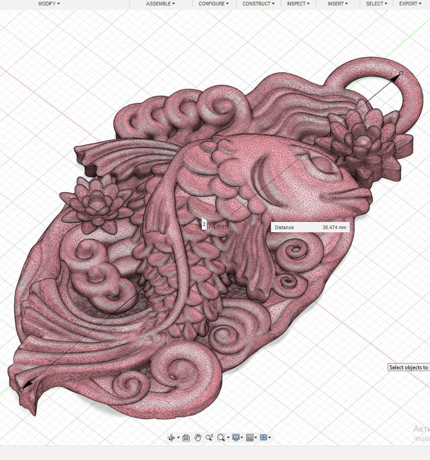 Pendant-Koi fish- CAD design-3D model STL- file for 3D printing 3D print model_5