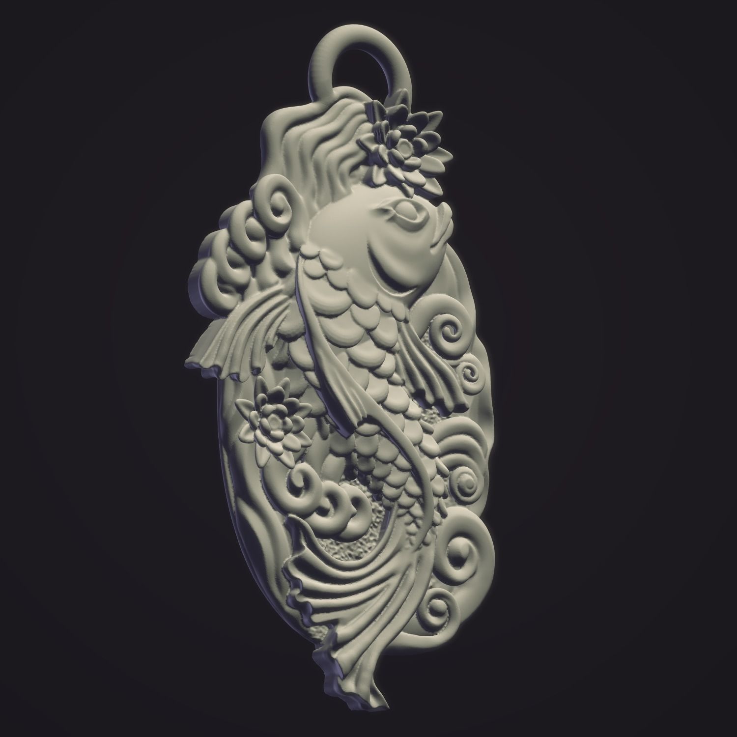 Pendant-Koi fish- CAD design-3D model STL- file for 3D printing 3D print model_2