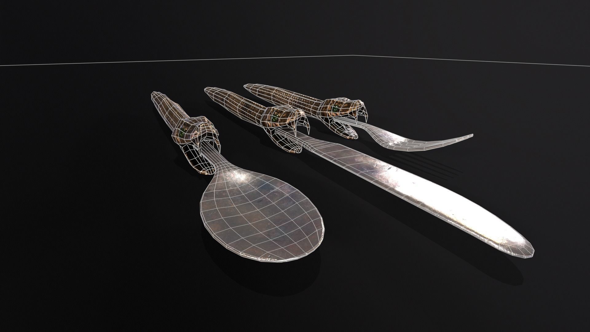 Snake King Cutlery Low-poly 3D model_7