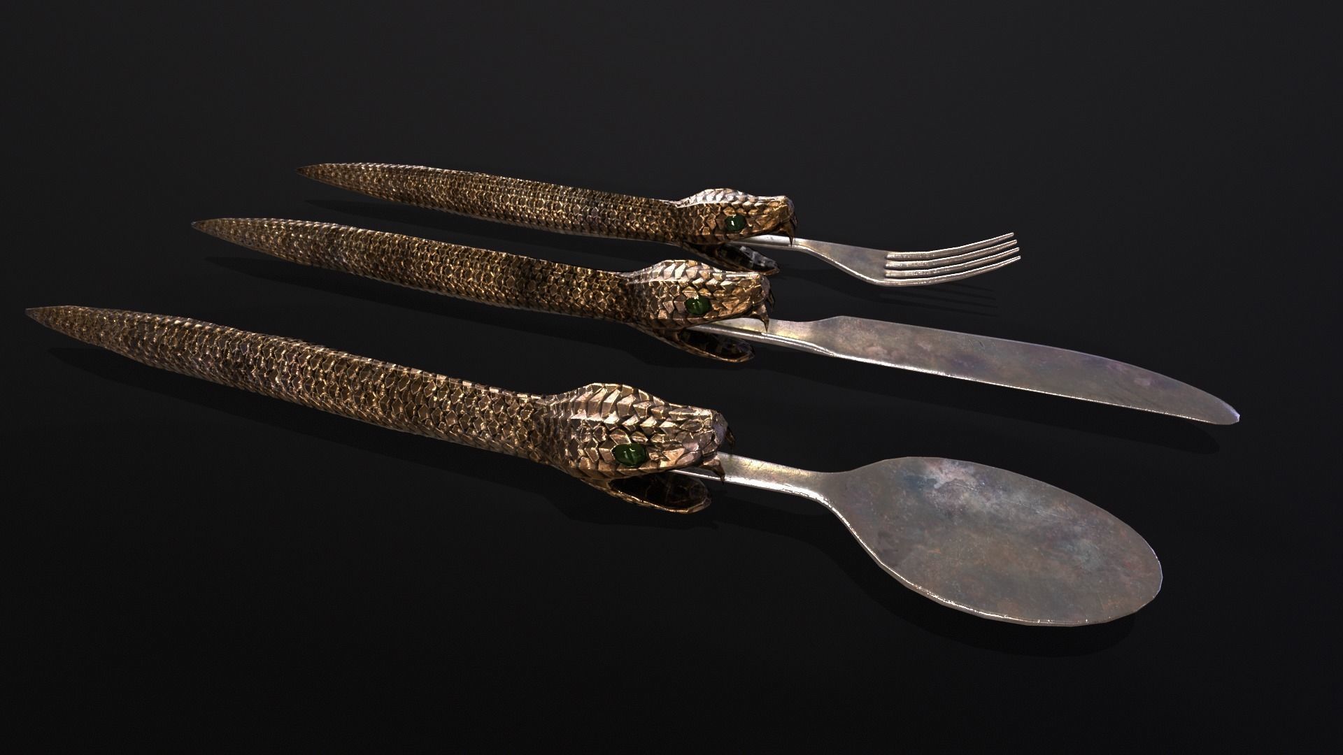 Snake King Cutlery Low-poly 3D model_2