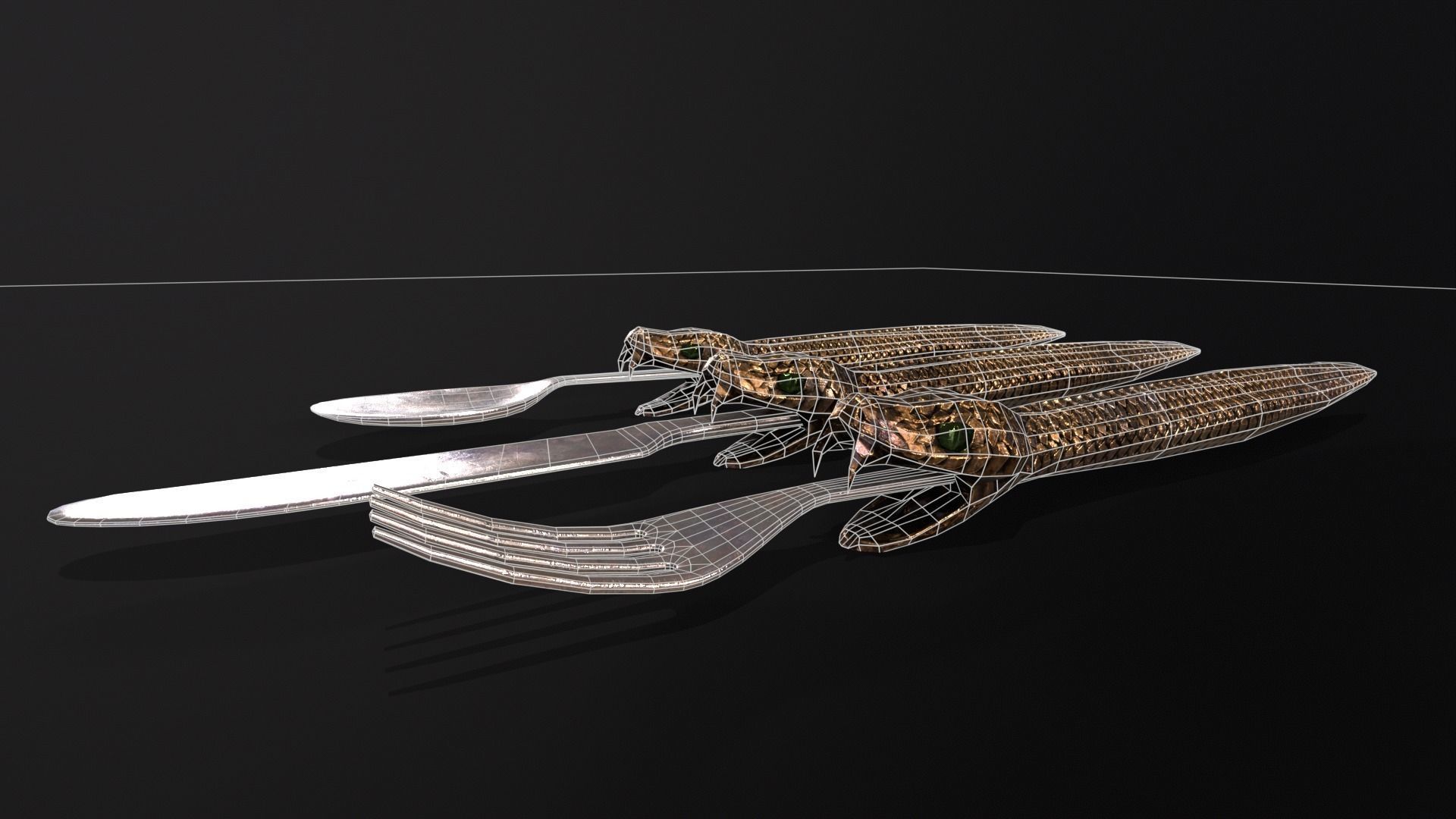 Snake King Cutlery Low-poly 3D model_13