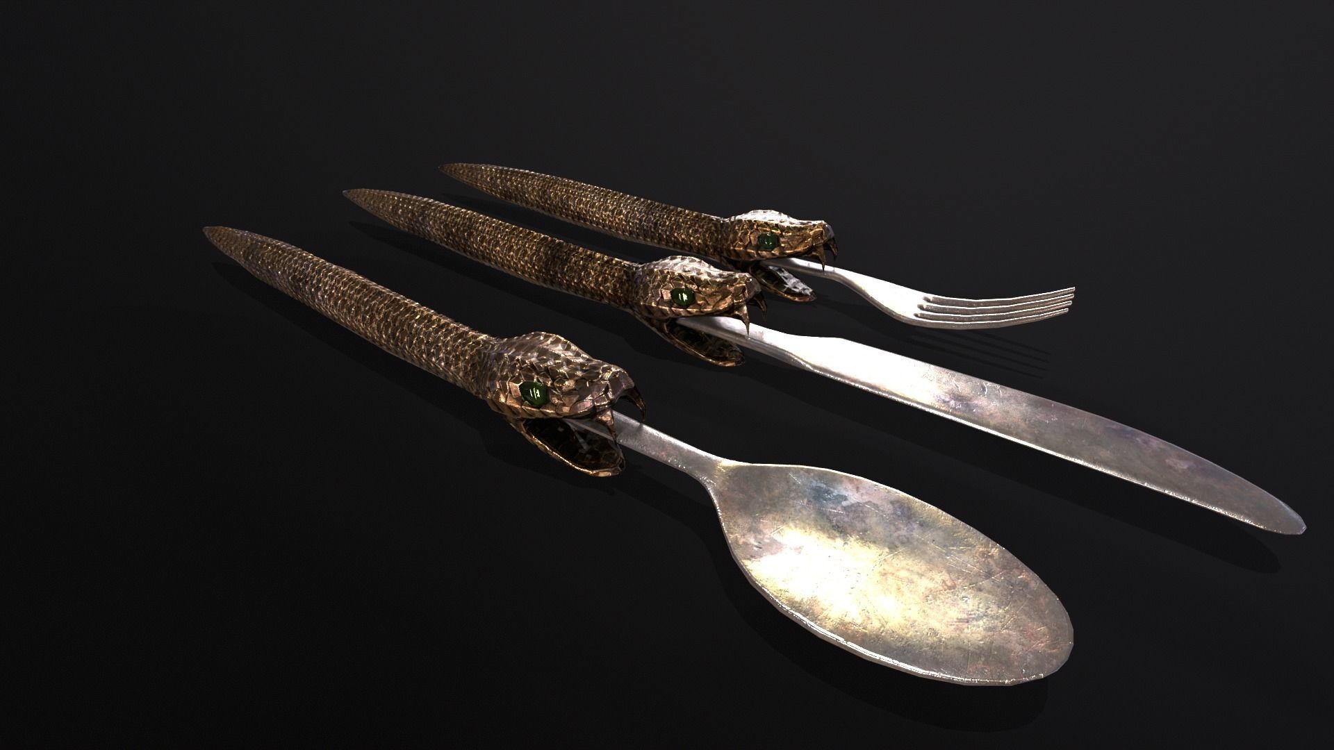 Snake King Cutlery Low-poly 3D model_4