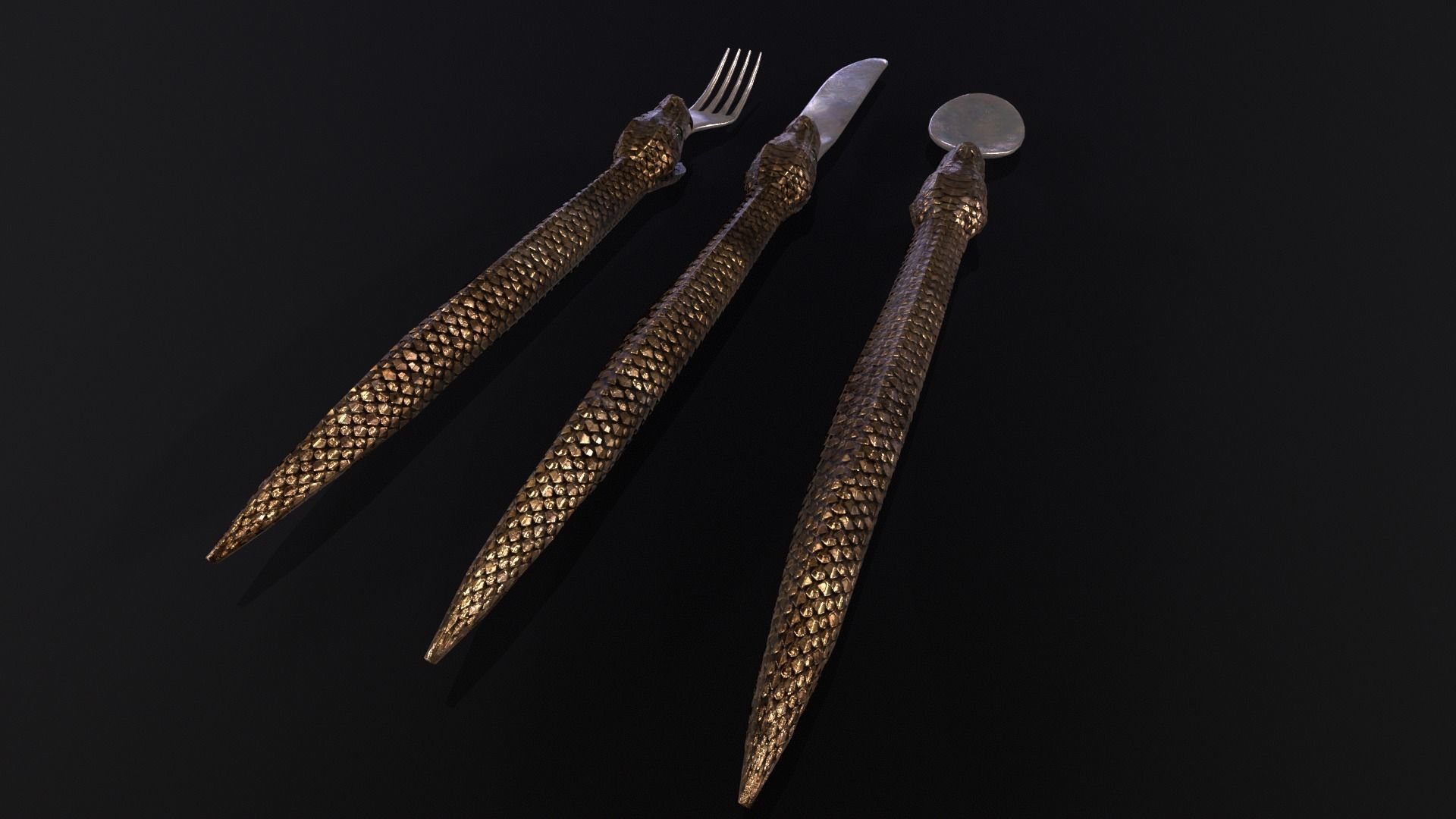 Snake King Cutlery Low-poly 3D model_20
