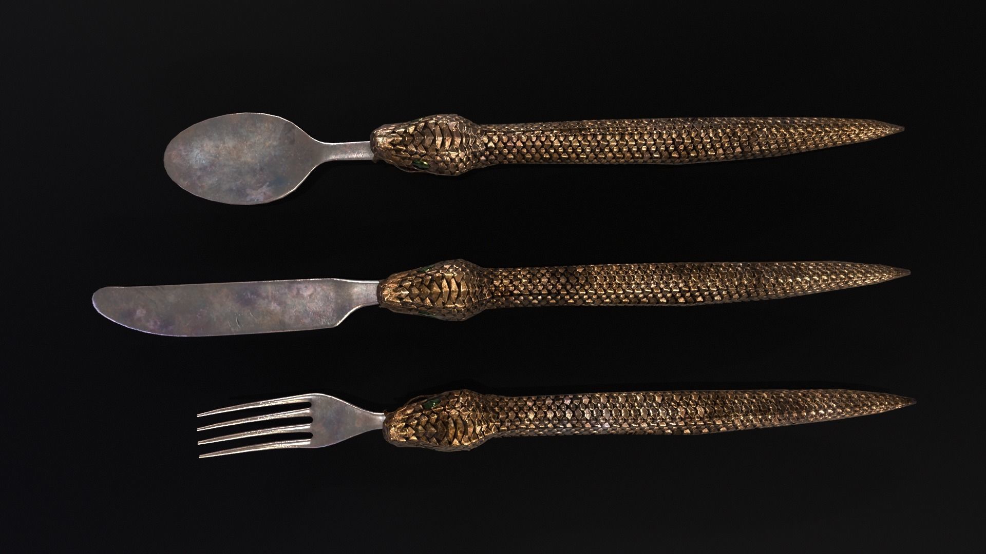 Snake King Cutlery Low-poly 3D model_14