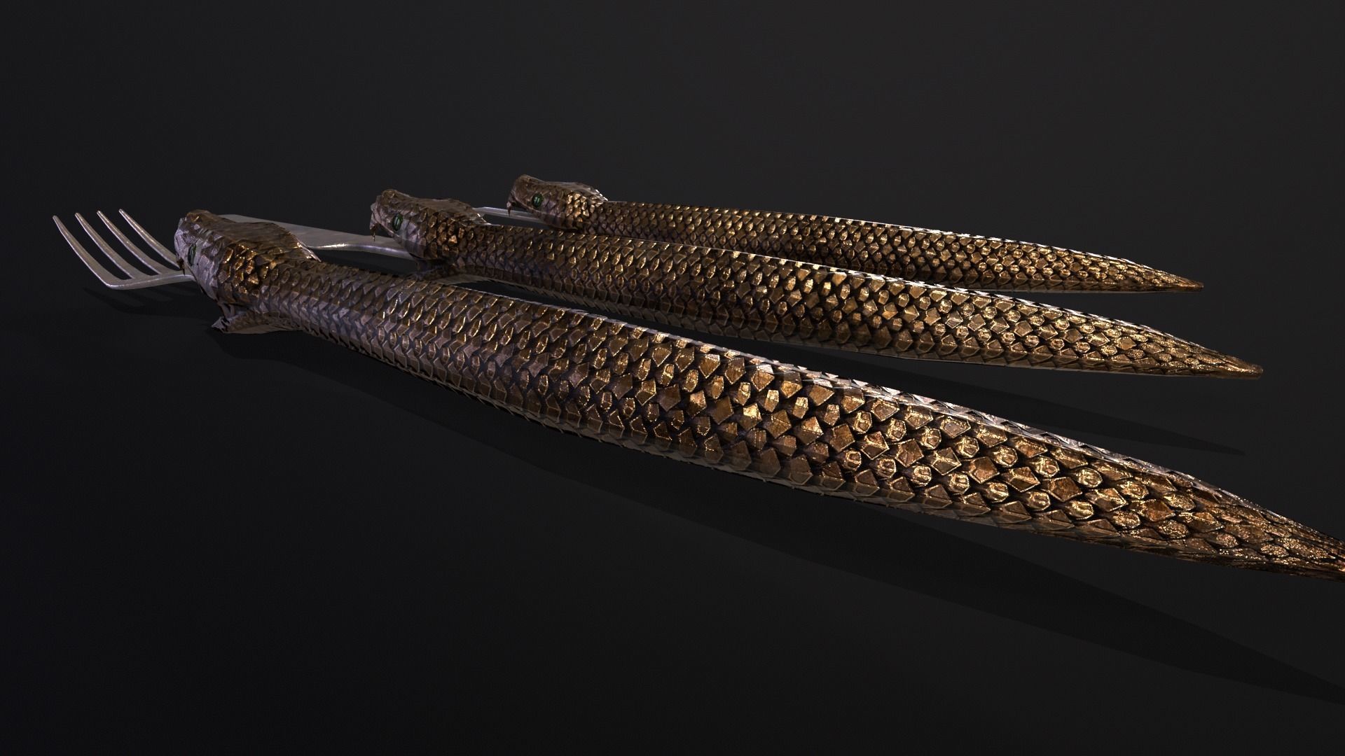 Snake King Cutlery Low-poly 3D model_16