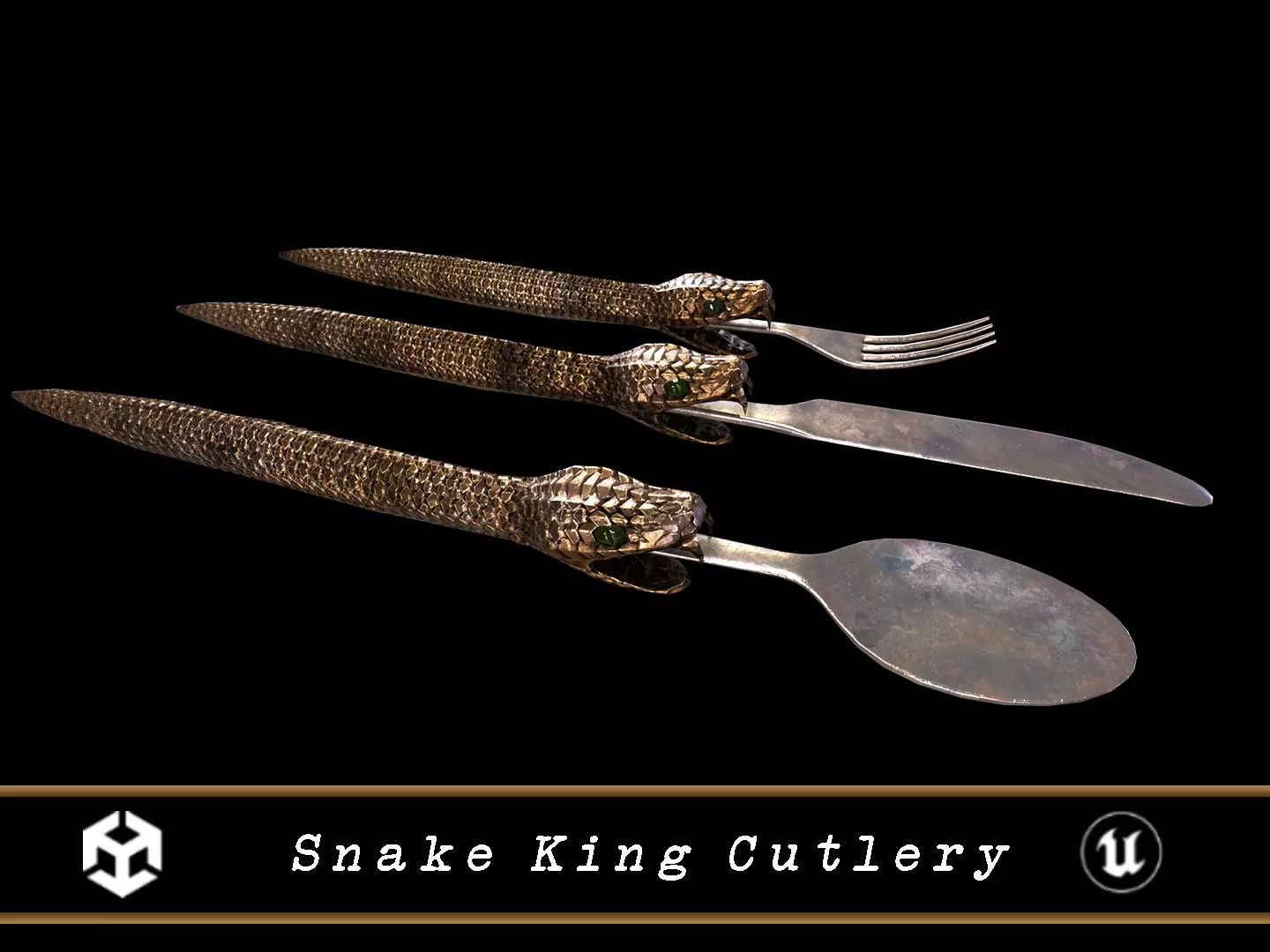 Snake King Cutlery Low-poly 3D model_0