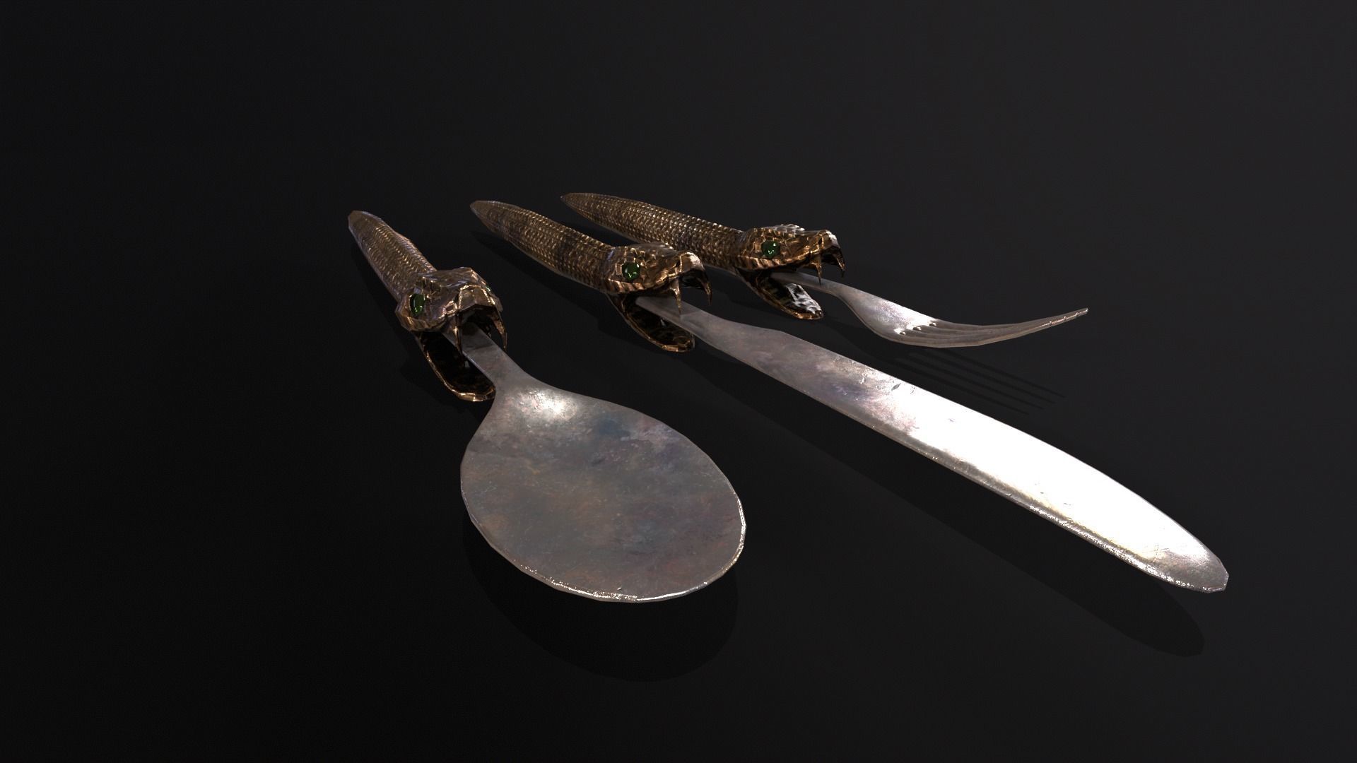 Snake King Cutlery Low-poly 3D model_6