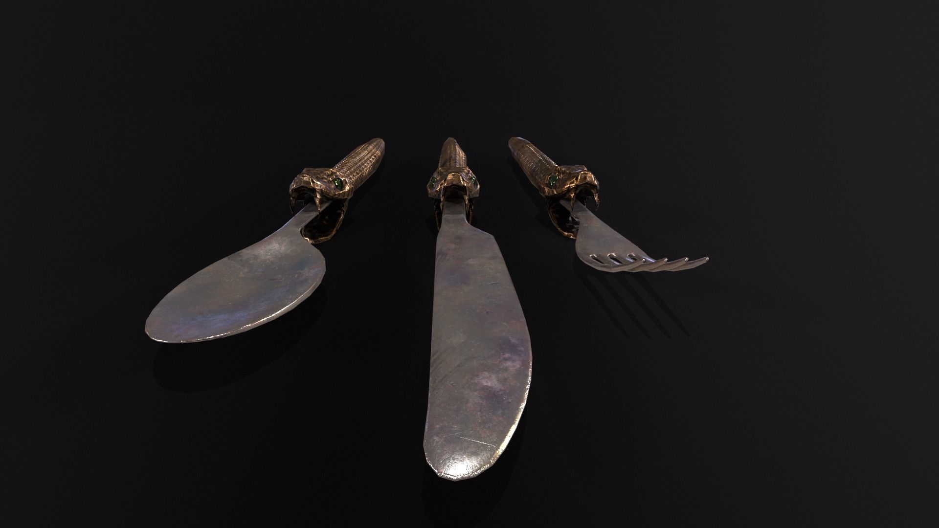 Snake King Cutlery Low-poly 3D model_8