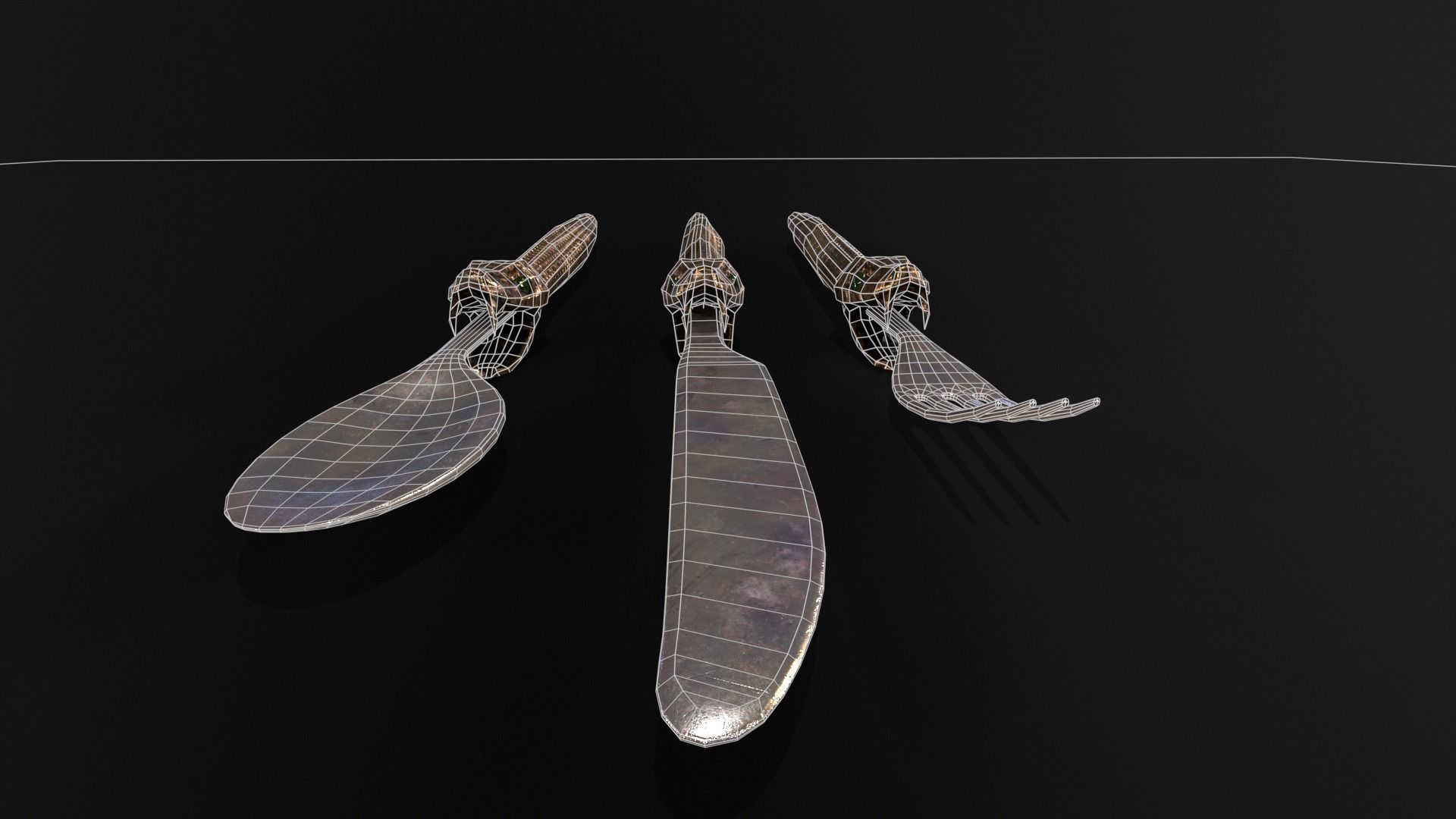 Snake King Cutlery Low-poly 3D model_9