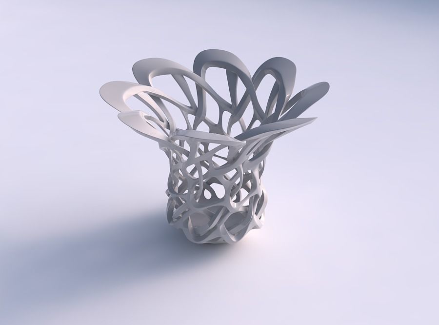 Bowl cylindrical with interlacing sharp edged lattice widened... 3D print model_0