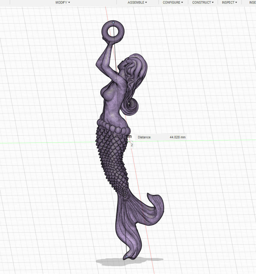 Pendant-Mermaid-CAD design-3D model STL-file for 3D printing 3D print model_5