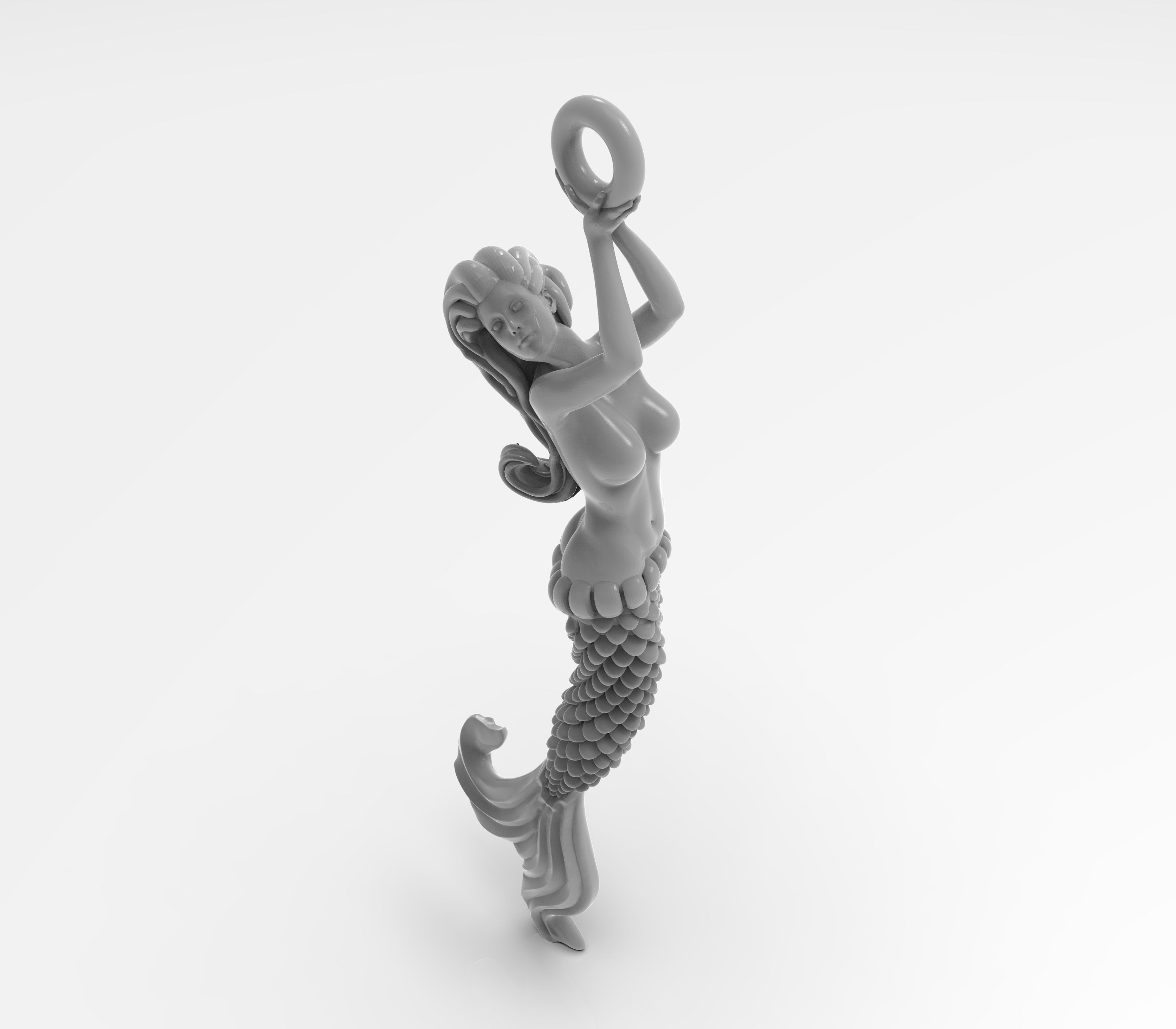 Pendant-Mermaid-CAD design-3D model STL-file for 3D printing 3D print model_4