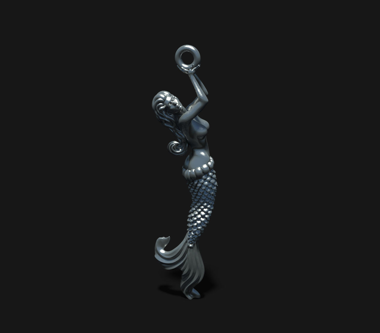 Pendant-Mermaid-CAD design-3D model STL-file for 3D printing 3D print model_3