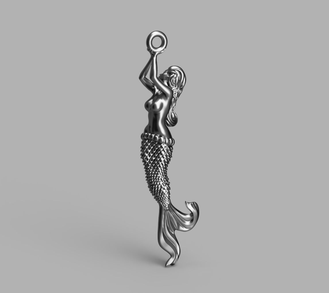 Pendant-Mermaid-CAD design-3D model STL-file for 3D printing 3D print model_2