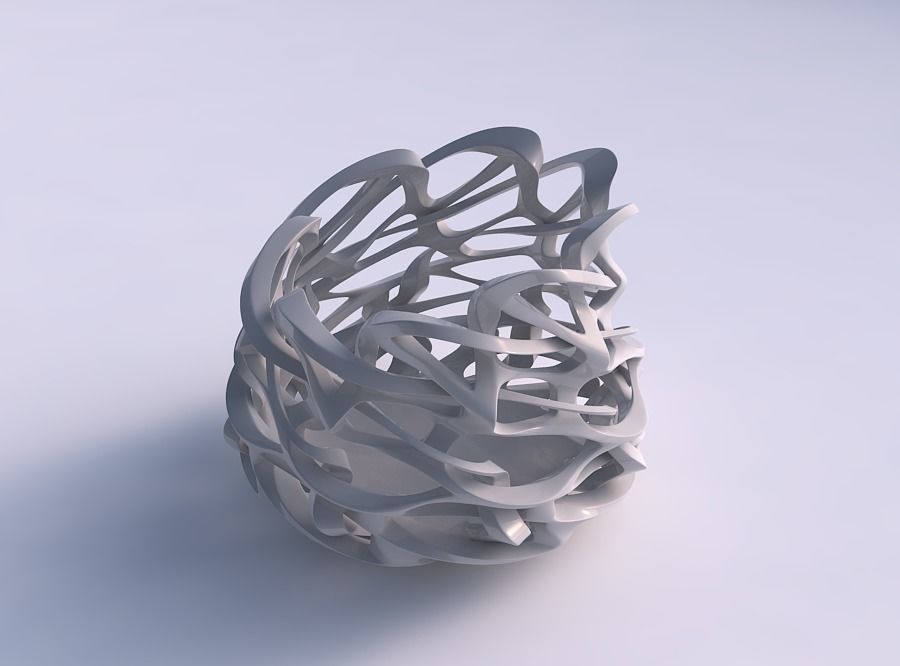 Bowl cylindrical with interlacing sharp edged lattice streche...