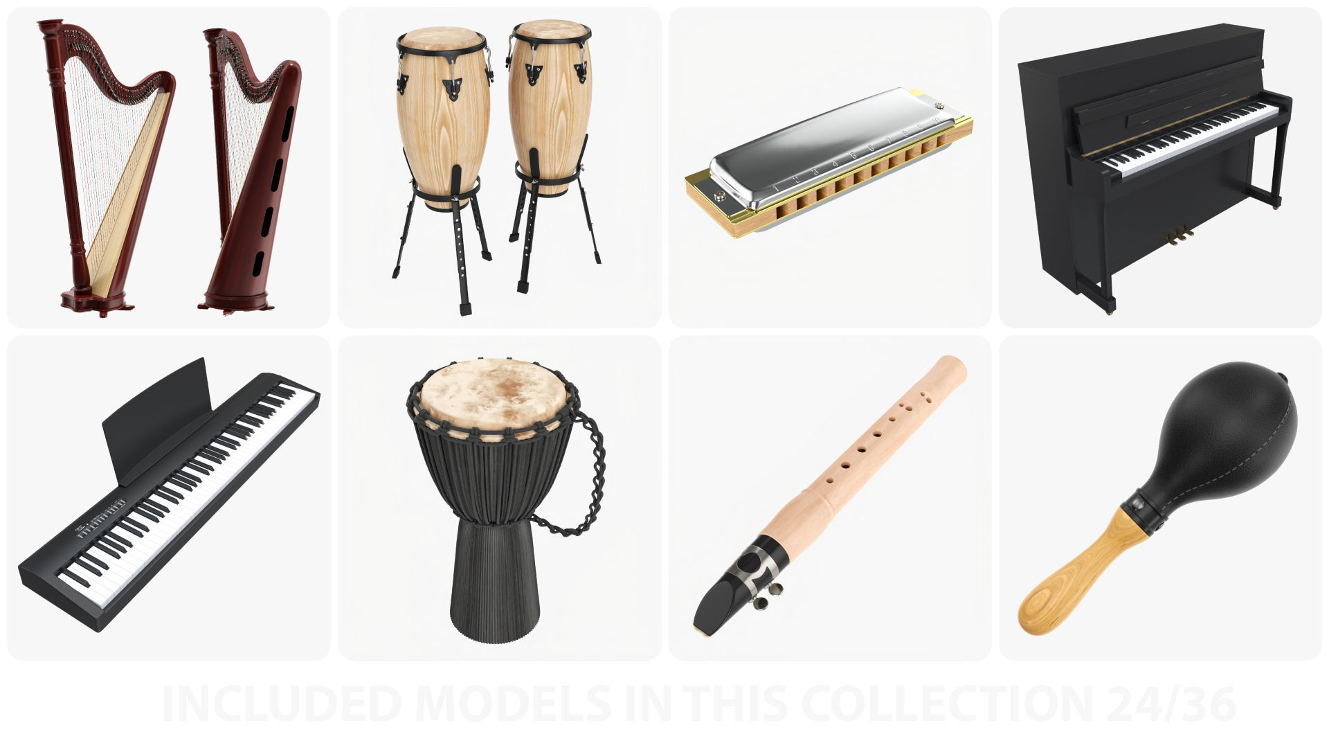 Musical Instrument Large Collection 01 - 36 PBR models _3