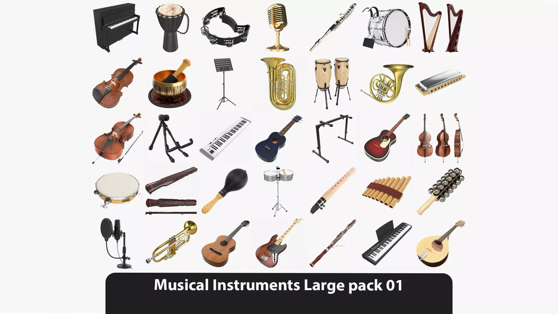 Musical Instrument Large Collection 01 - 36 PBR models _0