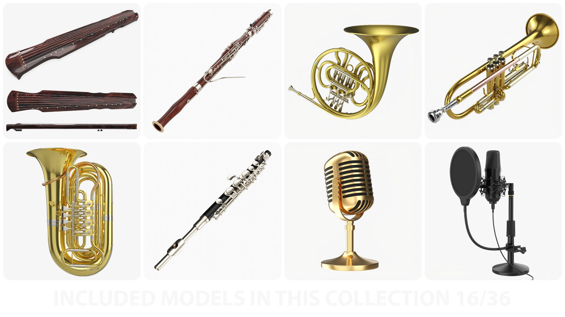 Musical Instrument Large Collection 01 - 36 PBR models _2