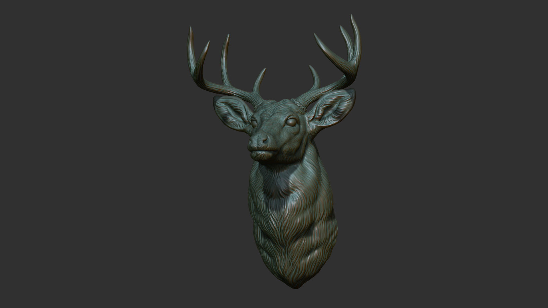 White tailed deer bust 3D print model_24