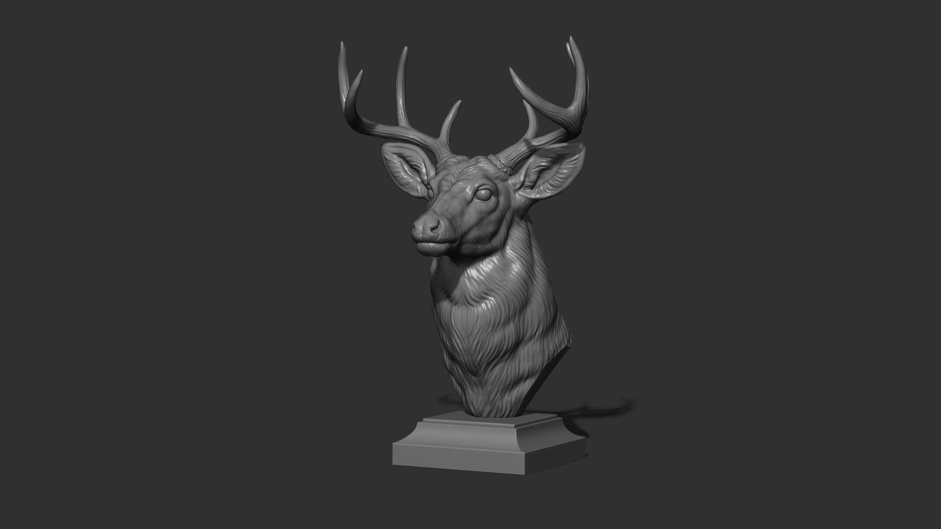 White tailed deer bust 3D print model_11