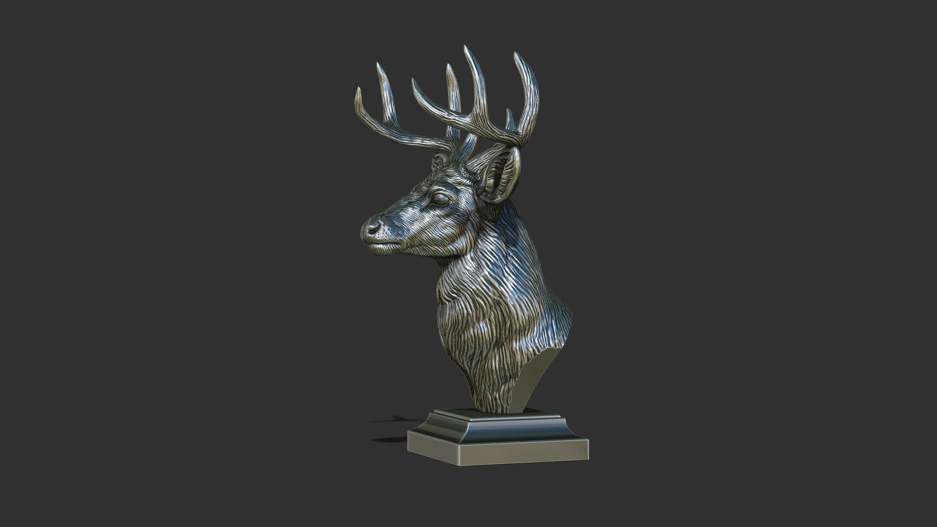 White tailed deer bust 3D print model_15