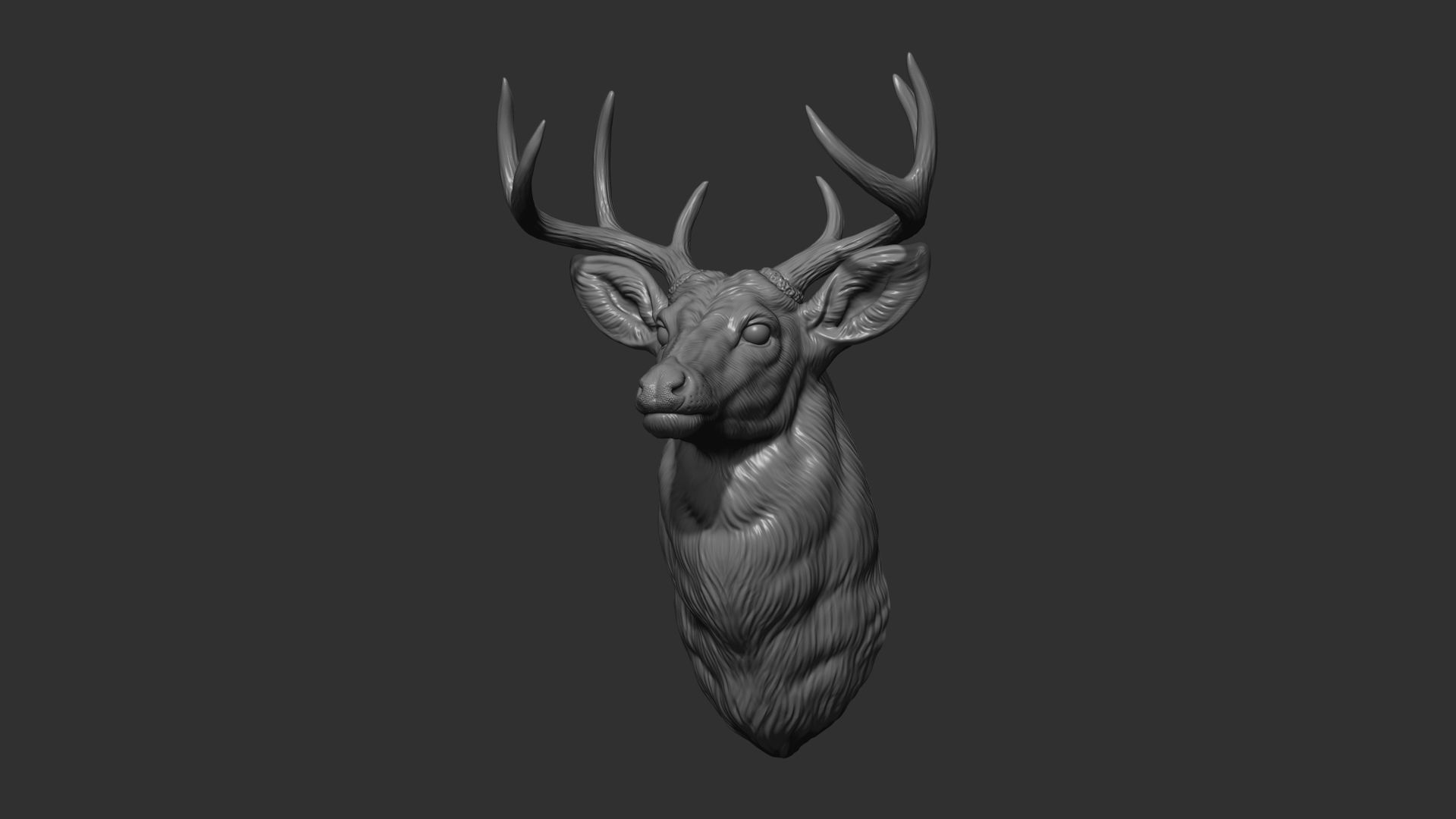 White tailed deer bust 3D print model_22