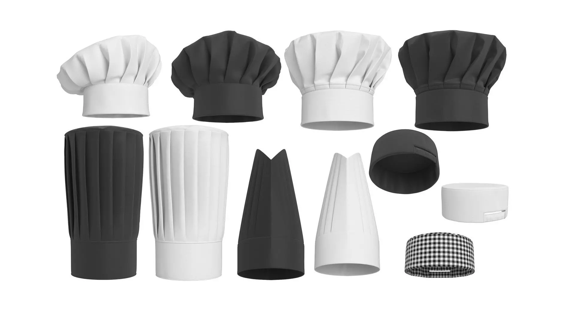 Chef Hat Collection 3D model_0