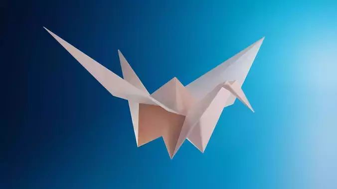 Low poly Origami paper crane 3d model
