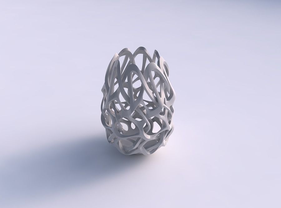 Bowl cylindrical with interlacing sharp edged lattice long neck 3D print model_0